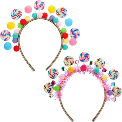 Canlirr Candy Headband Lollipop Headband Holiday Headbands for Women Gift Accessories زي تصميم قصب الحلوى in Saudi Arabia