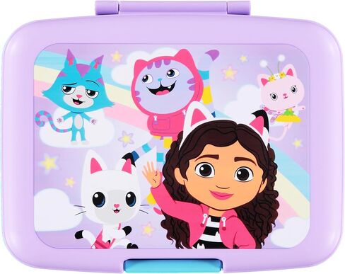 AI ACCESSORY INNOVATIONS Gabby’s Dollhouse 4 Compartment Bento Lunch Box for Kids, Featuring Pandy Paws, Kitty Fairy, DJ Catnip, and CatRat, BPA Free in Kuwait