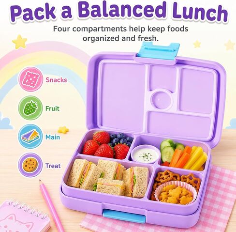 AI ACCESSORY INNOVATIONS Gabby’s Dollhouse 4 Compartment Bento Lunch Box for Kids, Featuring Pandy Paws, Kitty Fairy, DJ Catnip, and CatRat, BPA Free in Kuwait