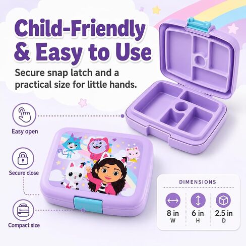 AI ACCESSORY INNOVATIONS Gabby’s Dollhouse 4 Compartment Bento Lunch Box for Kids, Featuring Pandy Paws, Kitty Fairy, DJ Catnip, and CatRat, BPA Free in Kuwait