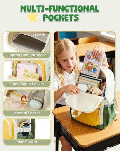 coowoz Kids Backpack for Boys Girls,School Bag for Grades K-3, Lightweight Water Resistant Elementary Bookbag fits Standard Folders, Padded Preschool Travel Rucksack,Green Yellow in Saudi Arabia