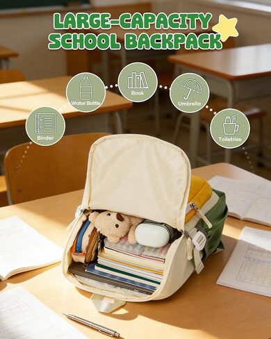 coowoz Kids Backpack for Boys Girls,School Bag for Grades K-3, Lightweight Water Resistant Elementary Bookbag fits Standard Folders, Padded Preschool Travel Rucksack,Green Yellow in Saudi Arabia