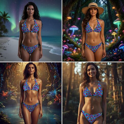 Womens Dopamines Printed Bikini Set, Trendy Two Piece Swimsuit, Sexy Summer Beach Bathing Suit for Vacation Pool Party in Saudi Arabia