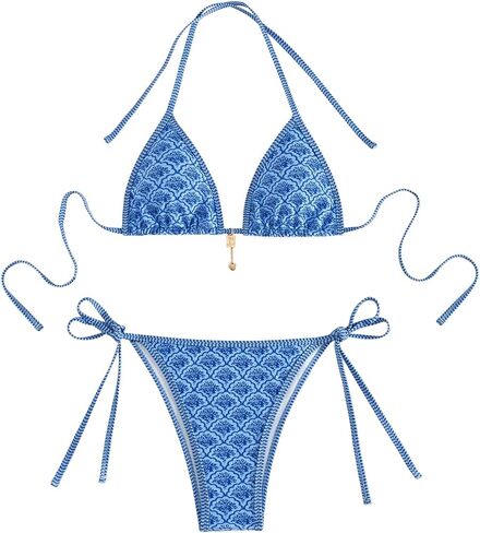 SOLY HUX Women's Boho Print Bikini Set Triangle Halter Tie Side String Swimsuit Two Piece Bathing Suit in Kuwait
