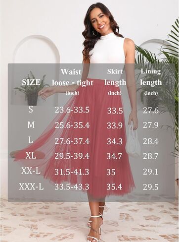 Kingfancy المرأة الصيف التنانير 2 الطبقات تول المتدرج التنانير الطويلة مرونة الخصر ألف خط ميدي التنانير in Kuwait