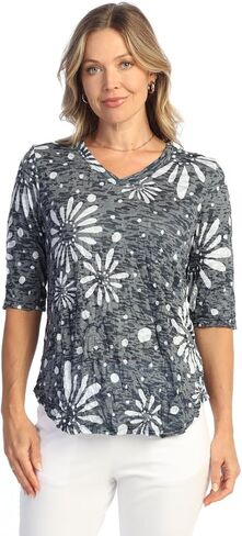 Jess & Jane Crushed V-Neck Half Sleeve Top - SC3 in Kuwait