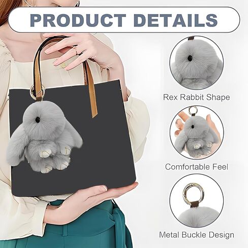 Keychain Clip,Keyring Cute Rabbit for Men Women,Key Chain Ring Holder Organizer for Home Car Keys Leather Handbags(Grey) in Kuwait