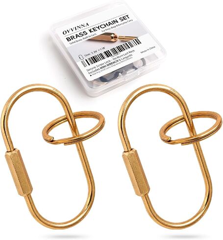 Solid Brass Keychain Set, Gold Screw Lock Carabiner Clips with Key Rings, Lanyard Straps & Mini Wrench, Secure Key Ring Organizer for Keys, Bag Charms, Purse Accessories, EDC Gear in Kuwait