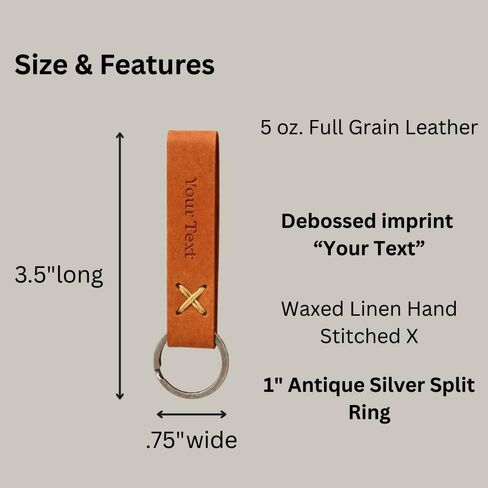 Custom Logo Leather Keychain Set of 25 - Personalized Genuine Leather Key Fob with Hand Stitched X Design, Antiqued Brass Split Ring, Bulk Corporate Gifts for Employees, Clients, 3.5 Inch in Kuwait