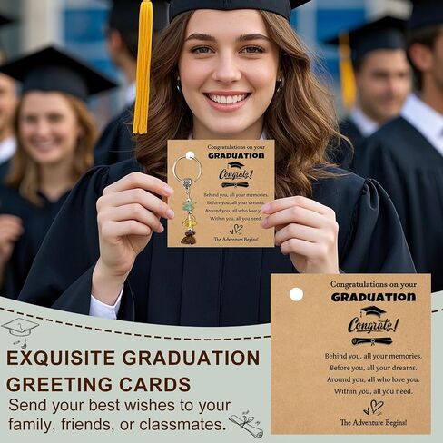 2026 Graduation Gift for Her, Natural Crystals Lucky Keychain Gifts with Unique Grad Cap Box and Gift Card for Class of 2026, Adventure Begins Gifts, Gifts for Graduates in Saudi Arabia