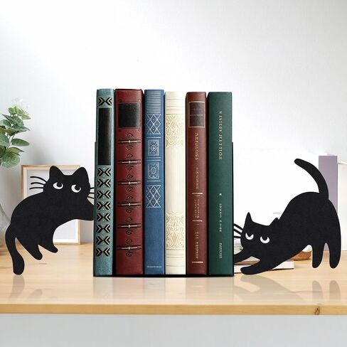 Heart-Shaped and Love-Themed Decorative Book Ends for Shelves, Black Metal Bookends for Heavy Books, Book Organizer for Desk Bookshelf Home Office Book Stopper Valentines Day Book Lovers Gift in Kuwait