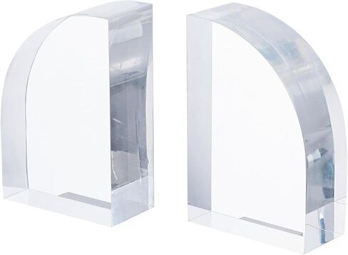 Modern Luxury Acrylic Bookends for Shelves, 6x4x2 Ultra-Thick Arch Design, Crystal Clear Decorative Bookends, 3.3Lb Super Heavy for Large Books Non-Slip, 1 Pair, Unique Gift for Book Lovers in Kuwait