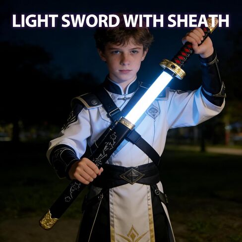 2-Pack Rechargeable Light Up Swords for Kids – 15 Colors, Light & Sound FX, Retractable LED Toy Light Sword Sabers with Sheath for Boys & Girls, Samurai Katana Theme Party in Saudi Arabia
