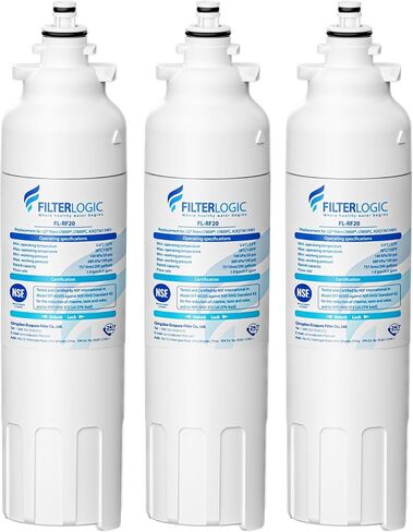 Filterlogic ADQ73613401 Refrigerator Water Filter, Replacement for LG® LT800P®, LT800PC, ADQ736134, ADQ73613402, LSXS26326S, LSXS26366S, LMXS30776S, LSXS26366D, LMXC23746S, 46-9490, 469490, Pack of 3 in Kuwait