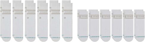 مجموعة جوارب Stance Vital Crew/Quarter مكونة من 12 قطعة للرجال والنساء، مزيج قطني ومريح للاستخدام اليومي، أبيض، مقاس كبير in Kuwait