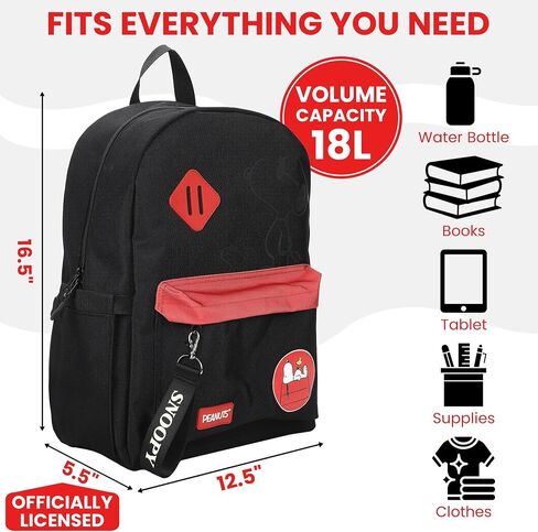 Bioworld Peanuts Snoopy Line Art 16.5" Adult Black & Red Backpack in Kuwait