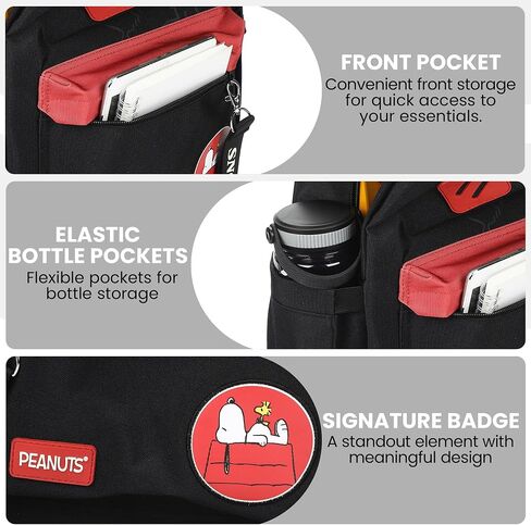 Bioworld Peanuts Snoopy Line Art 16.5" Adult Black & Red Backpack in Kuwait
