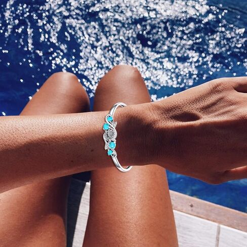 Genuine Turquoise Sunflower Bracelet, Sterling Silver Boho Adjustable Cuff Bangle Native American Jewelry for Women, Fit for 6.5 7 7.5 Inches in Kuwait