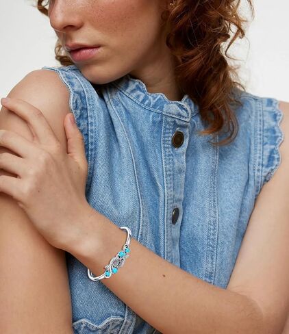 Genuine Turquoise Sunflower Bracelet, Sterling Silver Boho Adjustable Cuff Bangle Native American Jewelry for Women, Fit for 6.5 7 7.5 Inches in Kuwait
