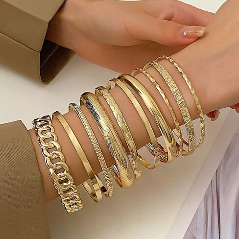 Stackable Bangle Bracelets Set for Women Dainty Multi Layered Thin Cuff Bangles Minimalist Everyday Jewelry Gift in Kuwait