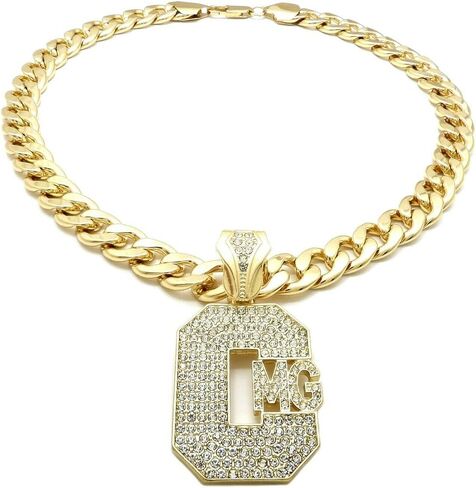 ICED GOLD PLATED CMG PENDANT & 10mm 18" 20" 24" 30" CUBAN CHAIN HIP HOP JEWELRY NECKLACE in Kuwait
