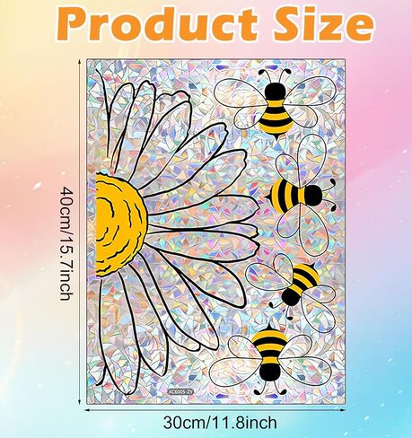 2 Pack Sunflower Window Clings, Bee Window Clings for Glass Windows, Suitable for Spring and Summer (Double-Sided) in Saudi Arabia