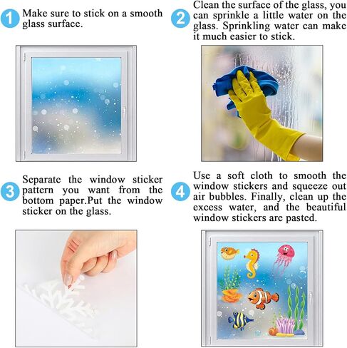 FYSUIMU 9 Sheets Summer Window Clings Under The Sea Fish Reusable Glass Decal Stickers for Ocean Party Home Office Classroom Mirror Shop Decoration in Kuwait