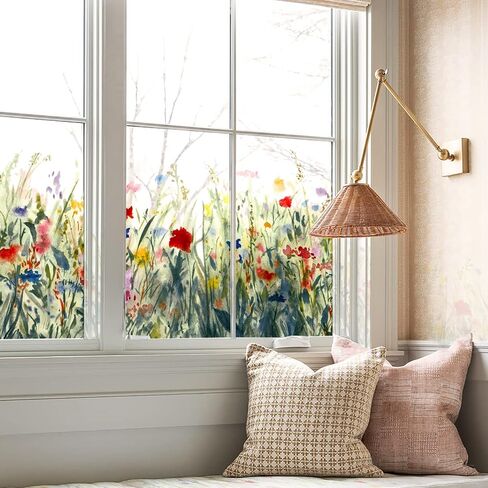 Window Privacy Film Floral Window Sticker Wildflower Static Cling for Glass Windows Door Decor, Autumn Thistle in Saudi Arabia