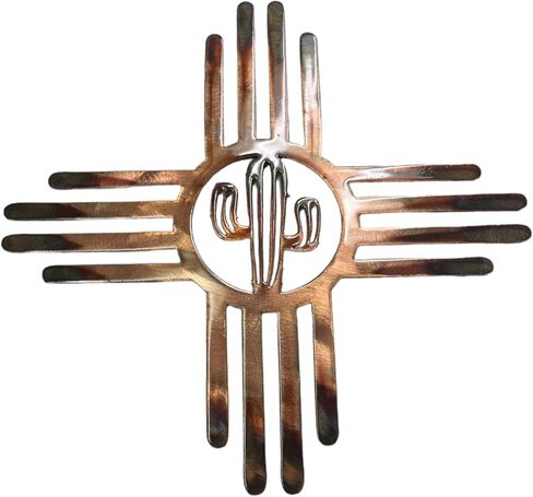 HGartworks Southwestern Zia with Saguaro Cactus Center Metal Wall Art Décor 14" 18", 20", 24" 30" or 44" (24" x 24") in Saudi Arabia