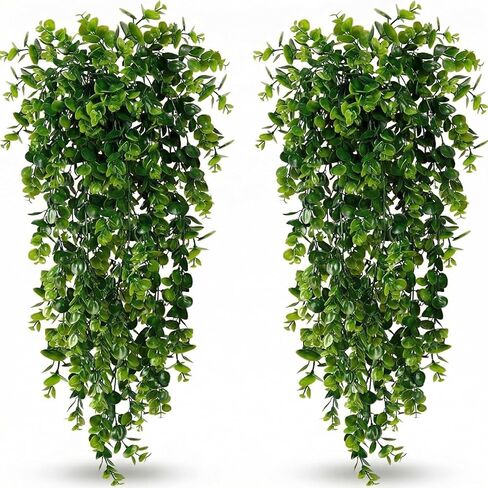 4 Pack Artificial Eucalyptus Hanging Plants 30 Inches UV Resistant Plastic Decor for Indoor Outdoor Walls, Weddings, Patios, Porches in Kuwait