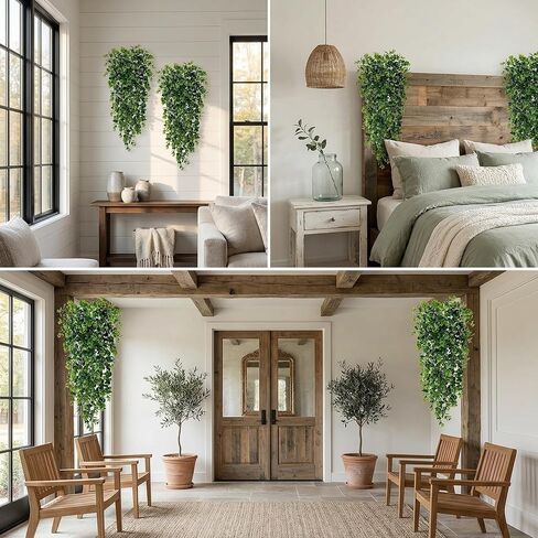 4 Pack Artificial Eucalyptus Hanging Plants 30 Inches UV Resistant Plastic Decor for Indoor Outdoor Walls, Weddings, Patios, Porches in Kuwait