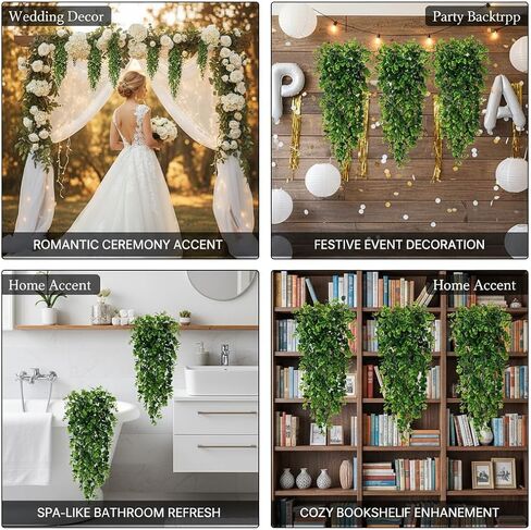 4 Pack Artificial Eucalyptus Hanging Plants 30 Inches UV Resistant Plastic Decor for Indoor Outdoor Walls, Weddings, Patios, Porches in Kuwait