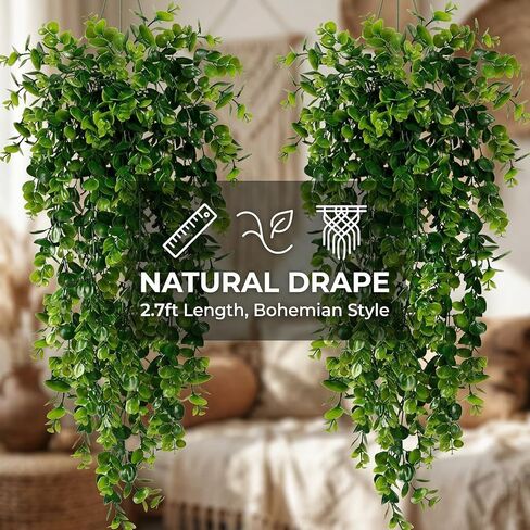 4 Pack Artificial Eucalyptus Hanging Plants 30 Inches UV Resistant Plastic Decor for Indoor Outdoor Walls, Weddings, Patios, Porches in Kuwait