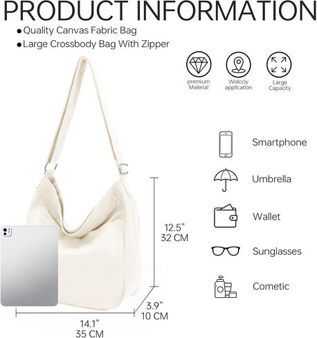 GEMIU Canvas Tote Bag Hobo Messenger Bag Crossbody Shoulder Bag for Women and Men Large Purse Travel Work in Saudi Arabia