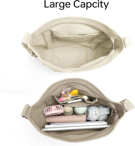 GEMIU Canvas Tote Bag Hobo Messenger Bag Crossbody Shoulder Bag for Women and Men Large Purse Travel Work in Saudi Arabia