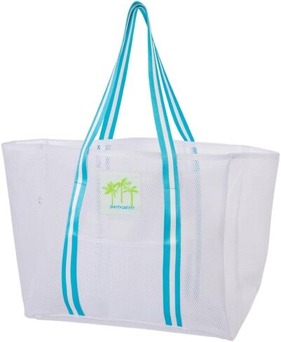 Women 3D Mesh Beach Tote, Sandproof Bag with Inner Pocket, Lightweight Foldable Swim Bag for Beach in Saudi Arabia