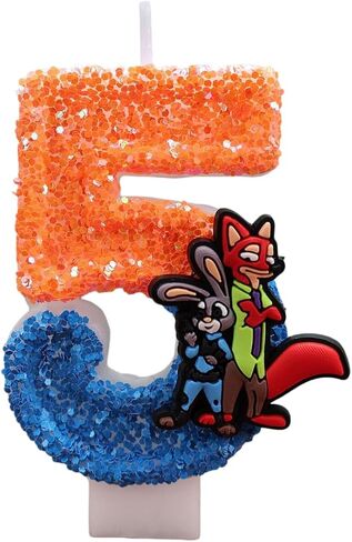 Zootopia2 Birthday Number Candles for Cake, Cute Number Candle Decorations, Cartoon Cake Topper, Cupcake Topper Birthday Party Decorations Supplies Favors (5) in Saudi Arabia
