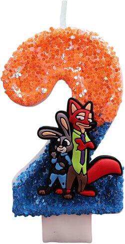 Zootopia2 Birthday Number Candles for Cake, Cute Number Candle Decorations, Cartoon Cake Topper, Cupcake Topper Birthday Party Decorations Supplies Favors (5) in Saudi Arabia