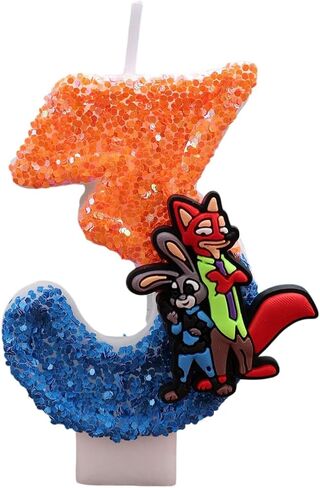 Zootopia2 Birthday Number Candles for Cake, Cute Number Candle Decorations, Cartoon Cake Topper, Cupcake Topper Birthday Party Decorations Supplies Favors (5) in Saudi Arabia
