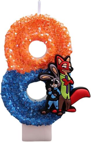 Zootopia2 Birthday Number Candles for Cake, Cute Number Candle Decorations, Cartoon Cake Topper, Cupcake Topper Birthday Party Decorations Supplies Favors (5) in Saudi Arabia