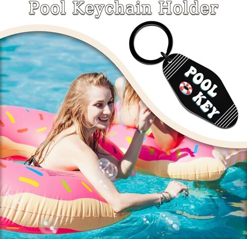 Pool Keychain Vintage Motel Keychain Summer Stuff for Swimmers Women Men Pool Key Tag Beach Stuff Summer Beach Essentials, Retro Swimming Floating Keychain in Kuwait