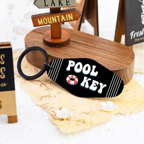 Pool Keychain Vintage Motel Keychain Summer Stuff for Swimmers Women Men Pool Key Tag Beach Stuff Summer Beach Essentials, Retro Swimming Floating Keychain in Kuwait