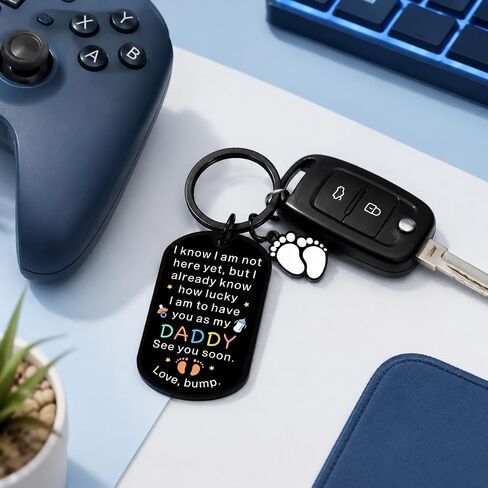 First Time New Dad Daddy to Be Gifts for First Fathers Day Soon to Be Daddy Keychain Pregnancy Announcement Gifts for Expecting Dad from Wife Funny Daddy Level Unlocked Keychain Bump Baby Footprint in Kuwait