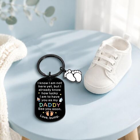 First Time New Dad Daddy to Be Gifts for First Fathers Day Soon to Be Daddy Keychain Pregnancy Announcement Gifts for Expecting Dad from Wife Funny Daddy Level Unlocked Keychain Bump Baby Footprint in Kuwait