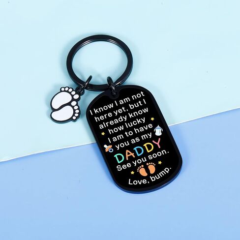 First Time New Dad Daddy to Be Gifts for First Fathers Day Soon to Be Daddy Keychain Pregnancy Announcement Gifts for Expecting Dad from Wife Funny Daddy Level Unlocked Keychain Bump Baby Footprint in Kuwait