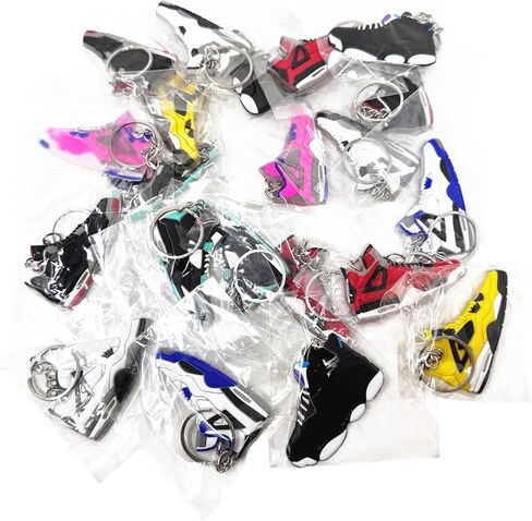 TSY TOOL 100 Pcs of Random Mini Retro Collectible 2D Sneaker Keychains – Rubber Shoe Key Chains for Goodie Bags, Collectors, Mystery Prizes & Sneakerhead Gifts in Kuwait