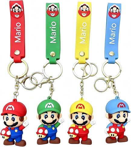 4Pcs Cute Mario Keychains, Super Brothers Keychain, Cartoon Bag Charms Car Keys, Party Favors for Boys and Girls in Saudi Arabia