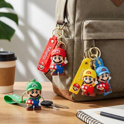4Pcs Cute Mario Keychains, Super Brothers Keychain, Cartoon Bag Charms Car Keys, Party Favors for Boys and Girls in Saudi Arabia