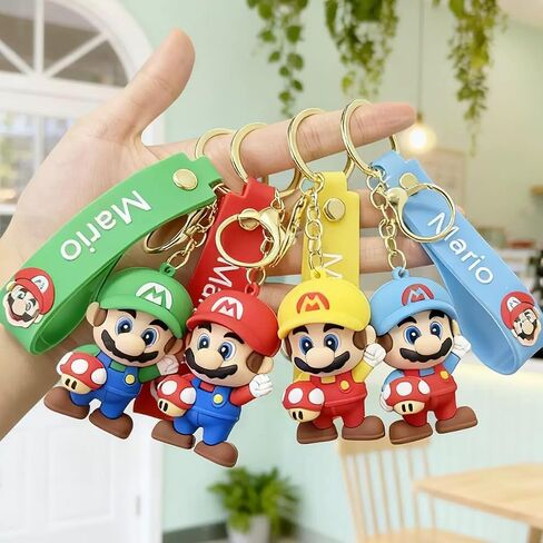 4Pcs Cute Mario Keychains, Super Brothers Keychain, Cartoon Bag Charms Car Keys, Party Favors for Boys and Girls in Saudi Arabia