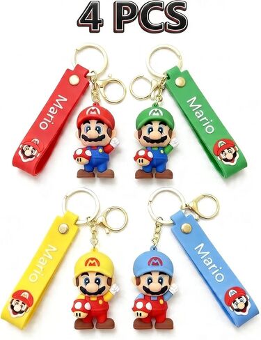 4Pcs Cute Mario Keychains, Super Brothers Keychain, Cartoon Bag Charms Car Keys, Party Favors for Boys and Girls in Saudi Arabia